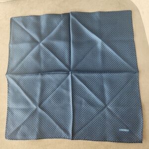 Cremieux square scarf blue 100% silk foulard micro print hand bag head new $35